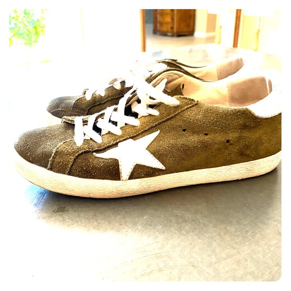 golden goose green suede